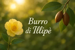 Burro di Illipè grezzo in ciotola su sfondo naturale – ingrediente cosmetico vegetale idratante