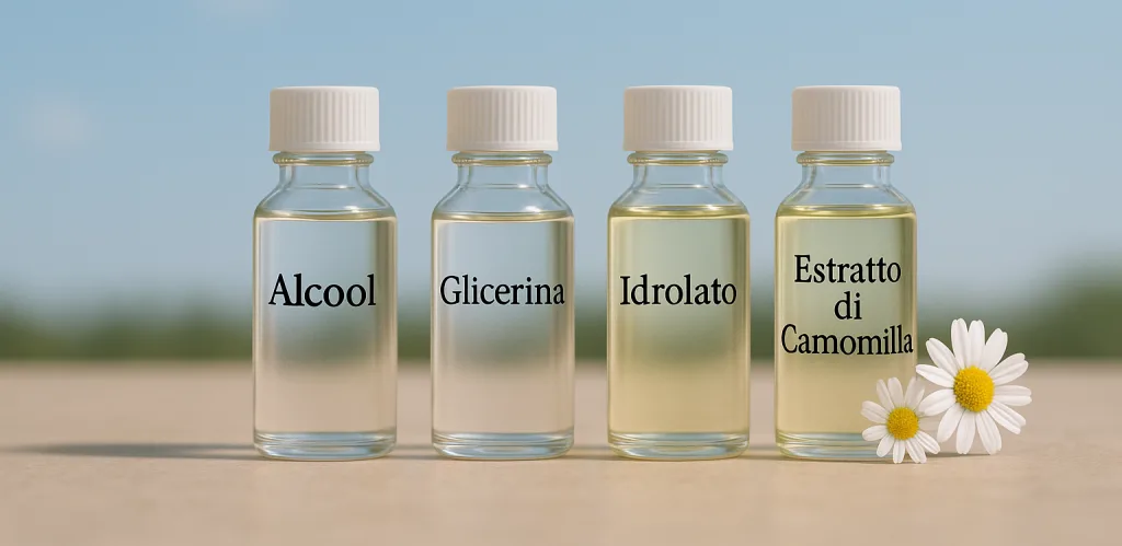 Alcool, glicerina, acqua estratti
