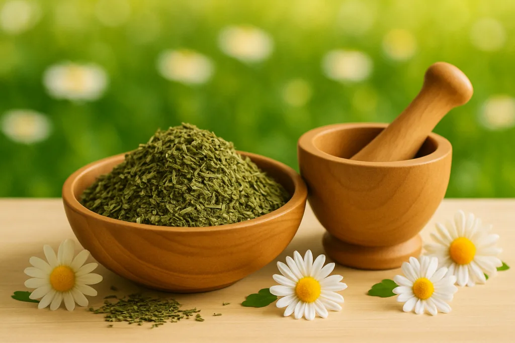 Percolato e erbe triturate
