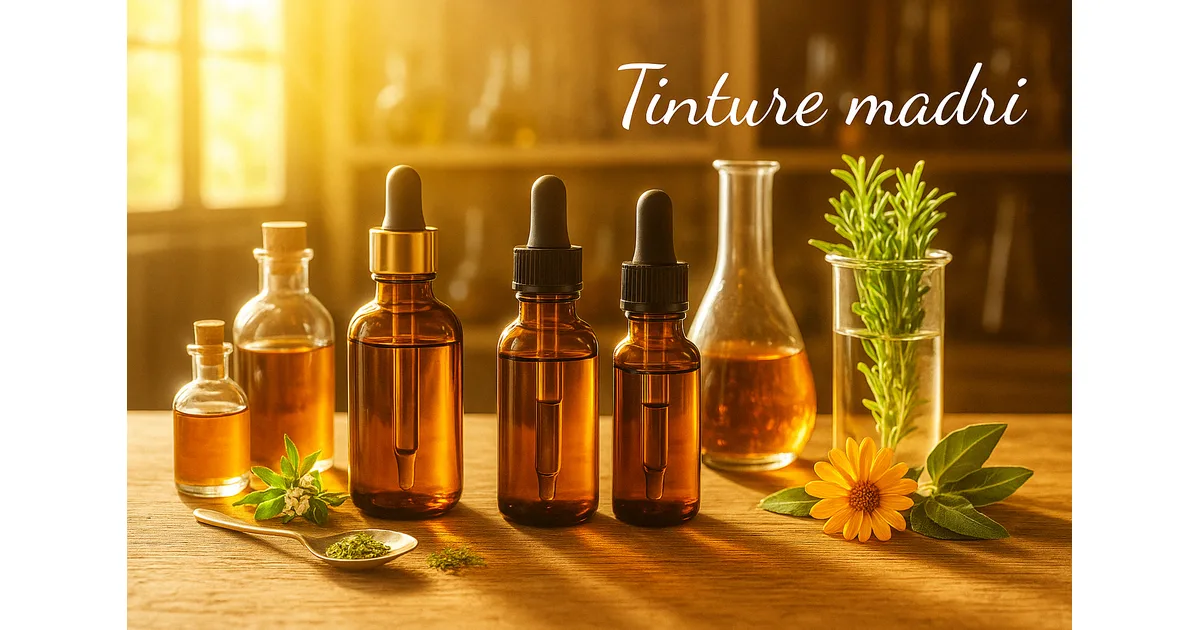 Tinture madri artigianali con piante officinali fresche e alcol