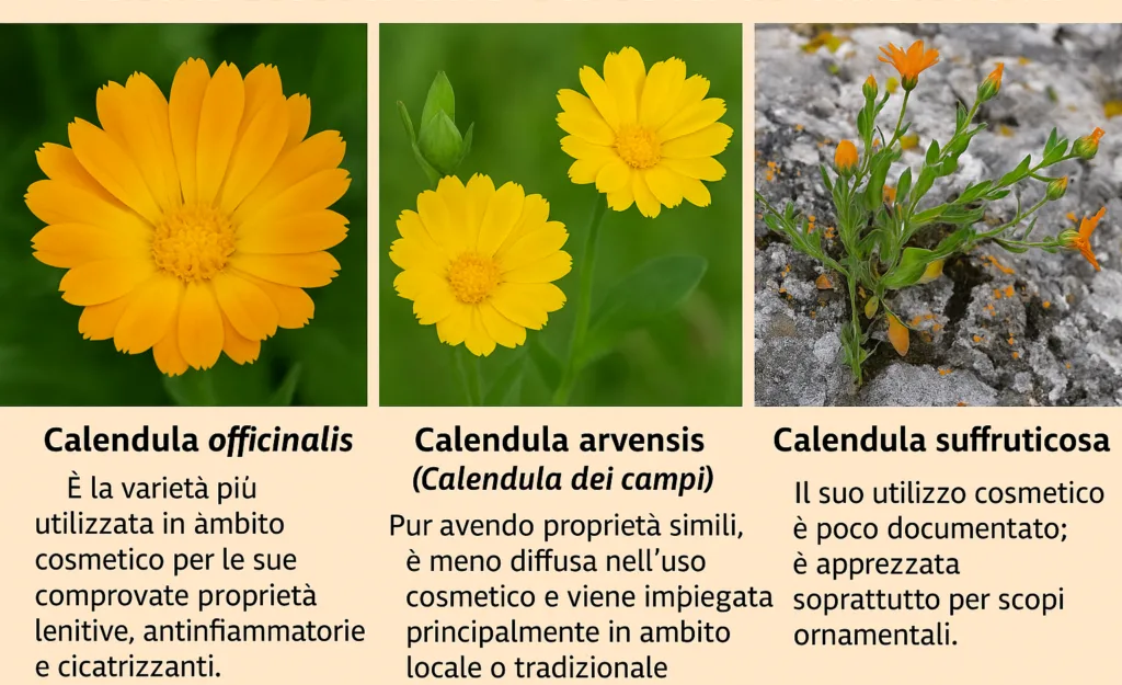 Varietà della Calendula
officinalis, arvensis, suffruticosa