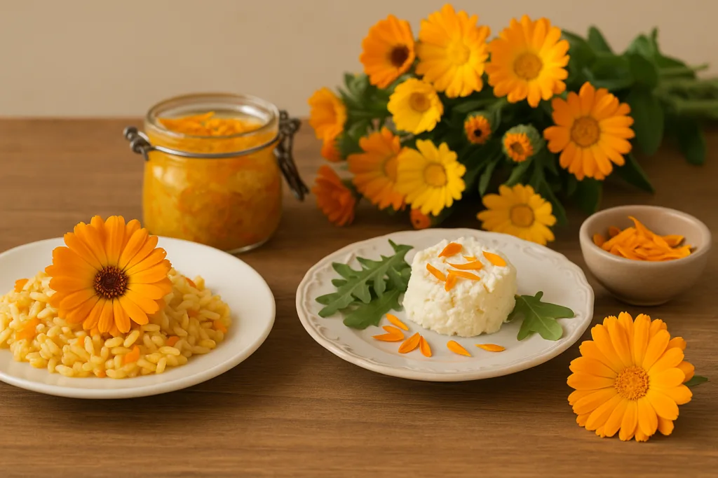 Calendula in cucina: risotto formaggio dalla natura al piatto