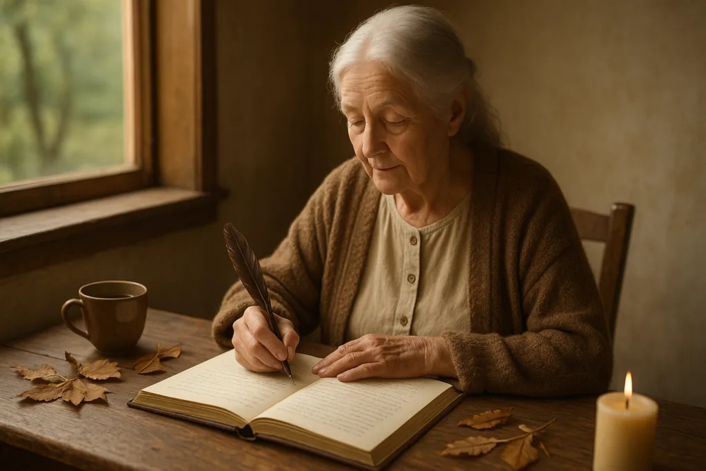 Grimori donna anziana che scrive