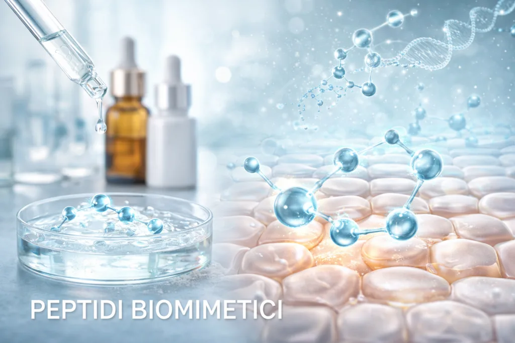 Collagene nei cosmetici rappresentazione di peptidi biomimetici utilizzati come attivi cosmetici in sieri viso