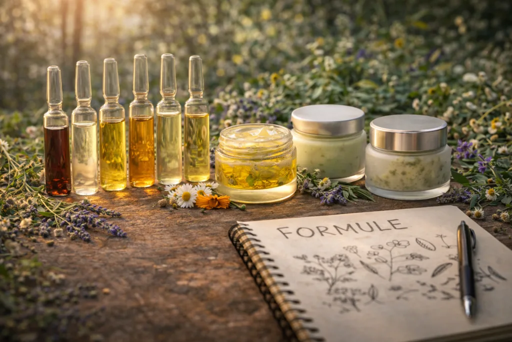 Gli estratti cosmetici rappresentano il modo in cui le erbe officinali in cosmetica vengono trasformate in attivi funzionali attraverso infusi, percolati, tinture, idrolati e altri estratti utilizzati nella formulazione cosmetica artigianale.
