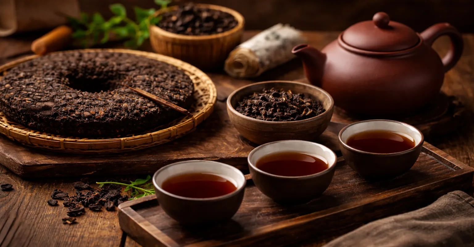 Tè Pu-erh in cosmetica, foglie di tè fermentato e rituale naturale ispirato alla tradizione orientale