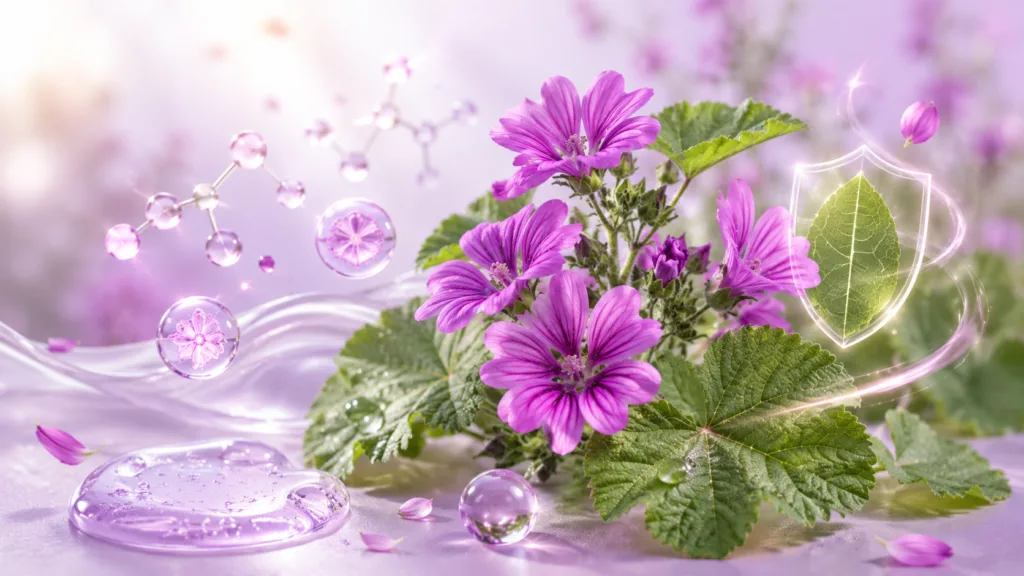 La Malva è una pianta ricca di mucillagini, utilizzata in cosmetica naturale per formulazioni delicate dedicate alla pelle sensibile e alla cura dei capelli.