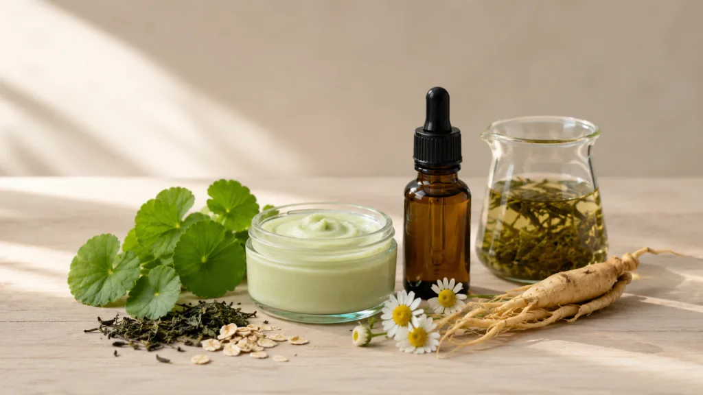 Crema antiage autoprodotta con estratti vegetali, oleoliti e piante officinali scelti per idratare, proteggere e mantenere la pelle matura in buone condizioni.
